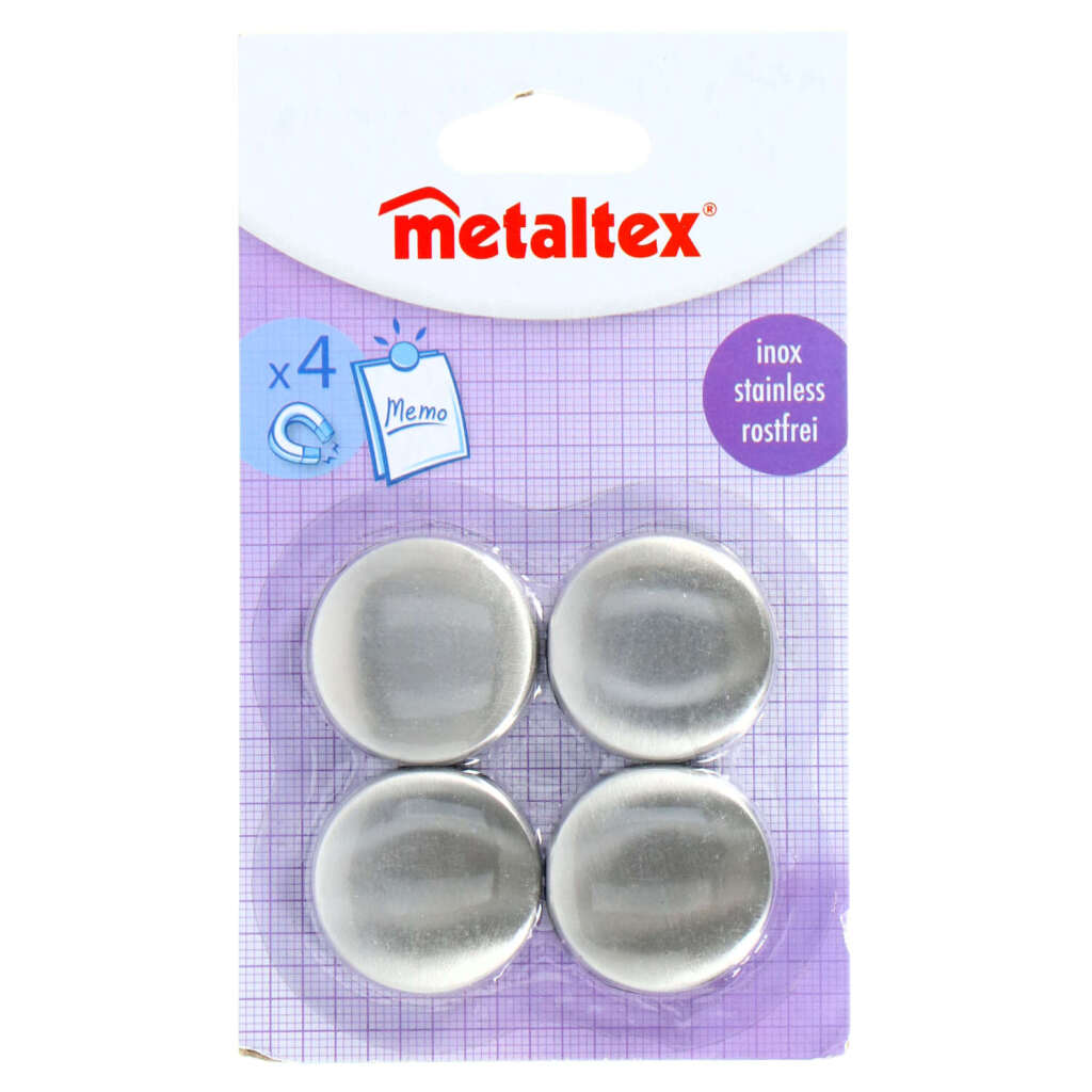 Metaltex Round Magnets 4 Pieces Stainless Steel