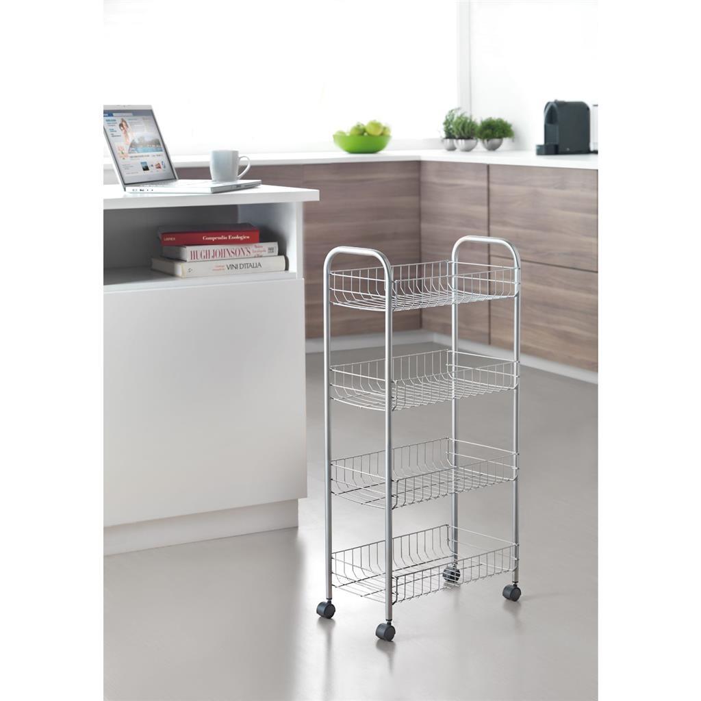 Metaltex Storage Trolley 41x23x84 cm for Kitchen/Bathroom with Wheels