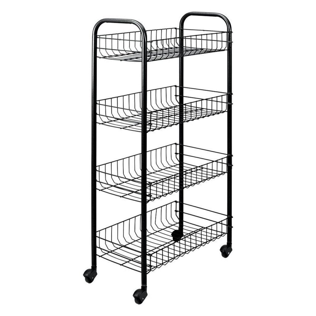 Tomado-Metaltex Kitchen/Bathroom Storage Trolley Pisa with 4 Baskets Black