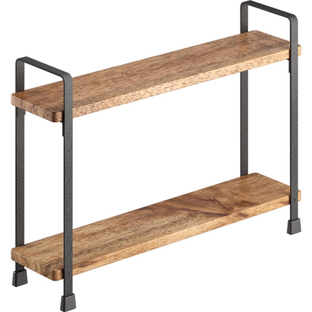 Metaltex York Lava Spice Rack 2 Tiers 8x34x23 cm Acacia Wood/Black Metal