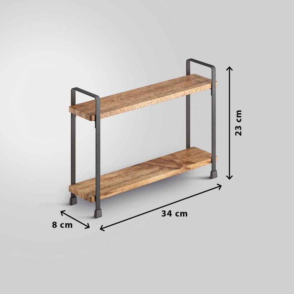 Metaltex York Lava Spice Rack 2 Tiers 8x34x23 cm Acacia Wood/Black Metal