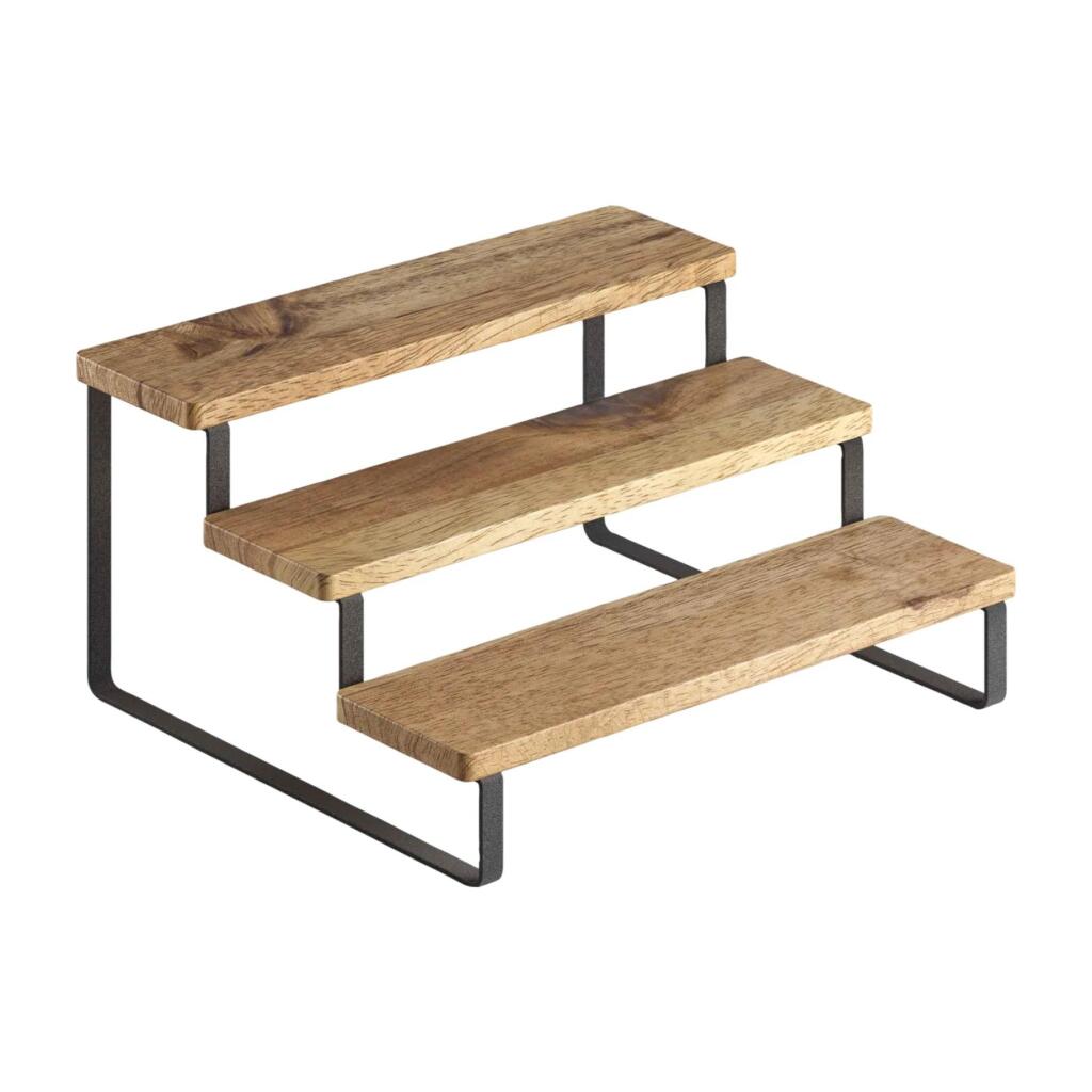 Metaltex York Lava Spice Rack 3 Tiers Acacia Wood/Black Metal 23x27x13 cm