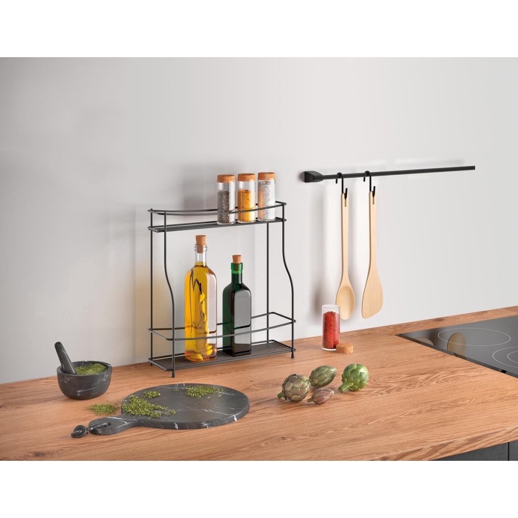 Metaltex → Basalmico Spice Rack → 2 Levels → 35x12x37 cm → Matte Black
