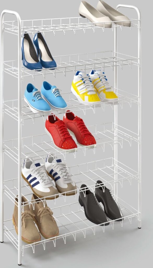 Tomado Shoe Rack 6 Tiers for 20 Pairs of Shoes White 64x23x104 cm