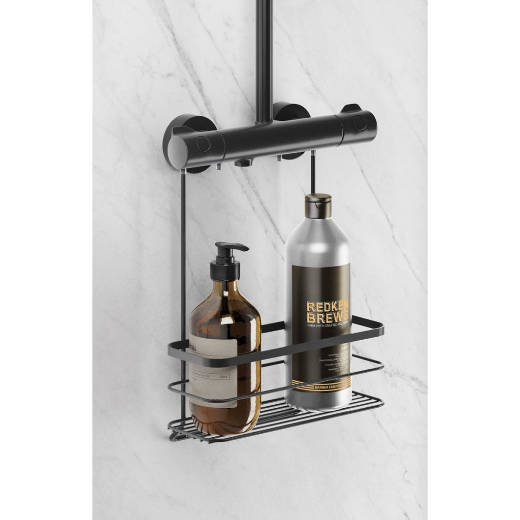 Metaltex Shower Rack 28x14x38 cm Black/Metal - Origin Lava Series