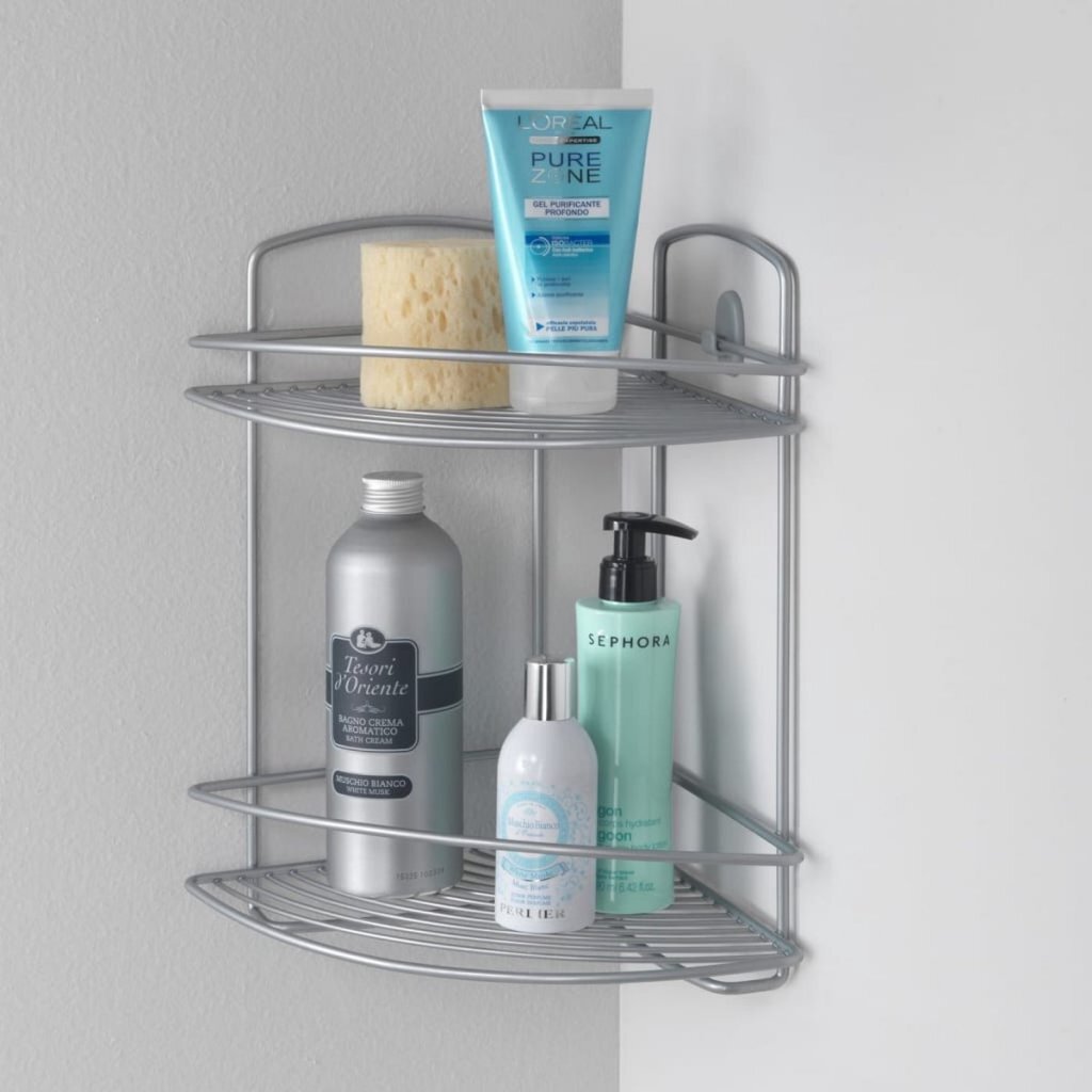 Metaltex Onda Bathroom Corner Rack 2 Tiers 22x22x35 cm Silver