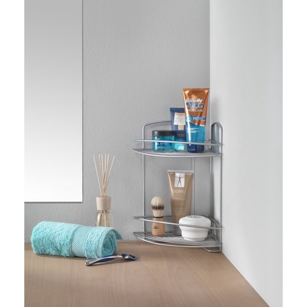 Metaltex Onda Bathroom Corner Rack 2 Tiers 22x22x35 cm Silver