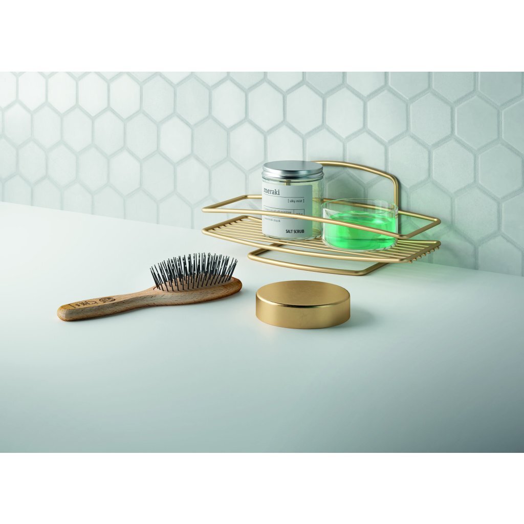 Metaltex Onda Bathroom Rack 26x11x11 cm - Gold - Wall-Mounted or Freestanding