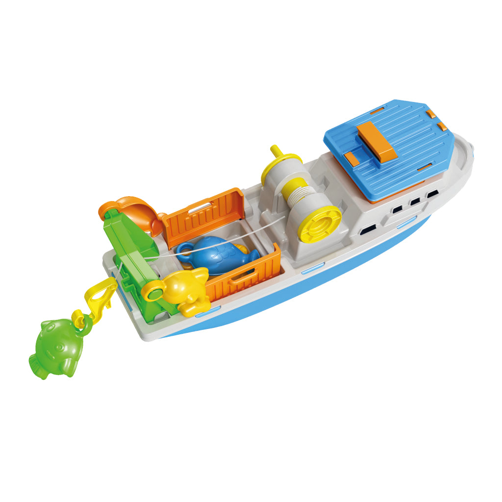 Fishing Boat with 3 Molds 40 cm - Ideal for Sandbox or Pool