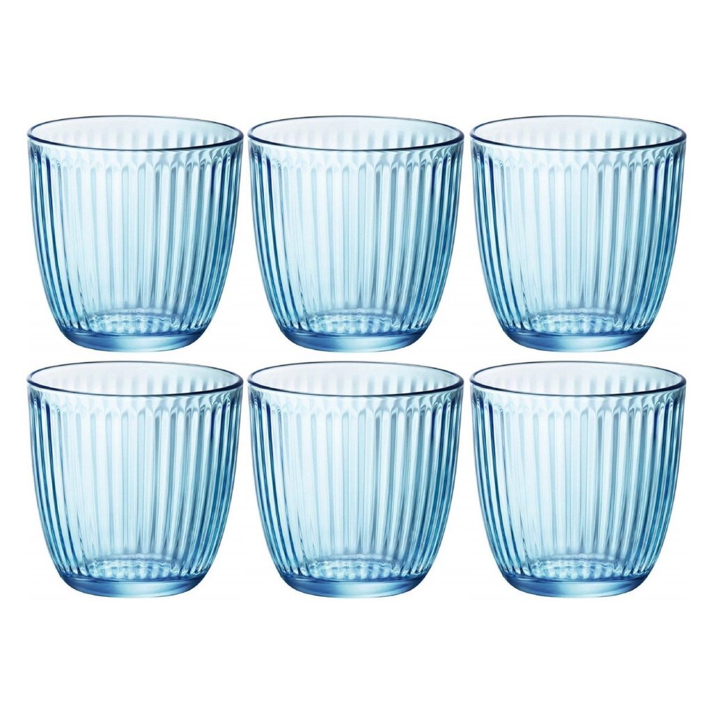 Bormioli Rocco Water Glasses Set 6 Pieces 290 ml Blue Transparent Glass