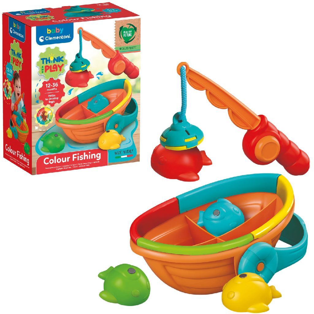 Clementoni Baby Colour Fishing Game - 4 Fish, Magnetic Rod - Educational Toy