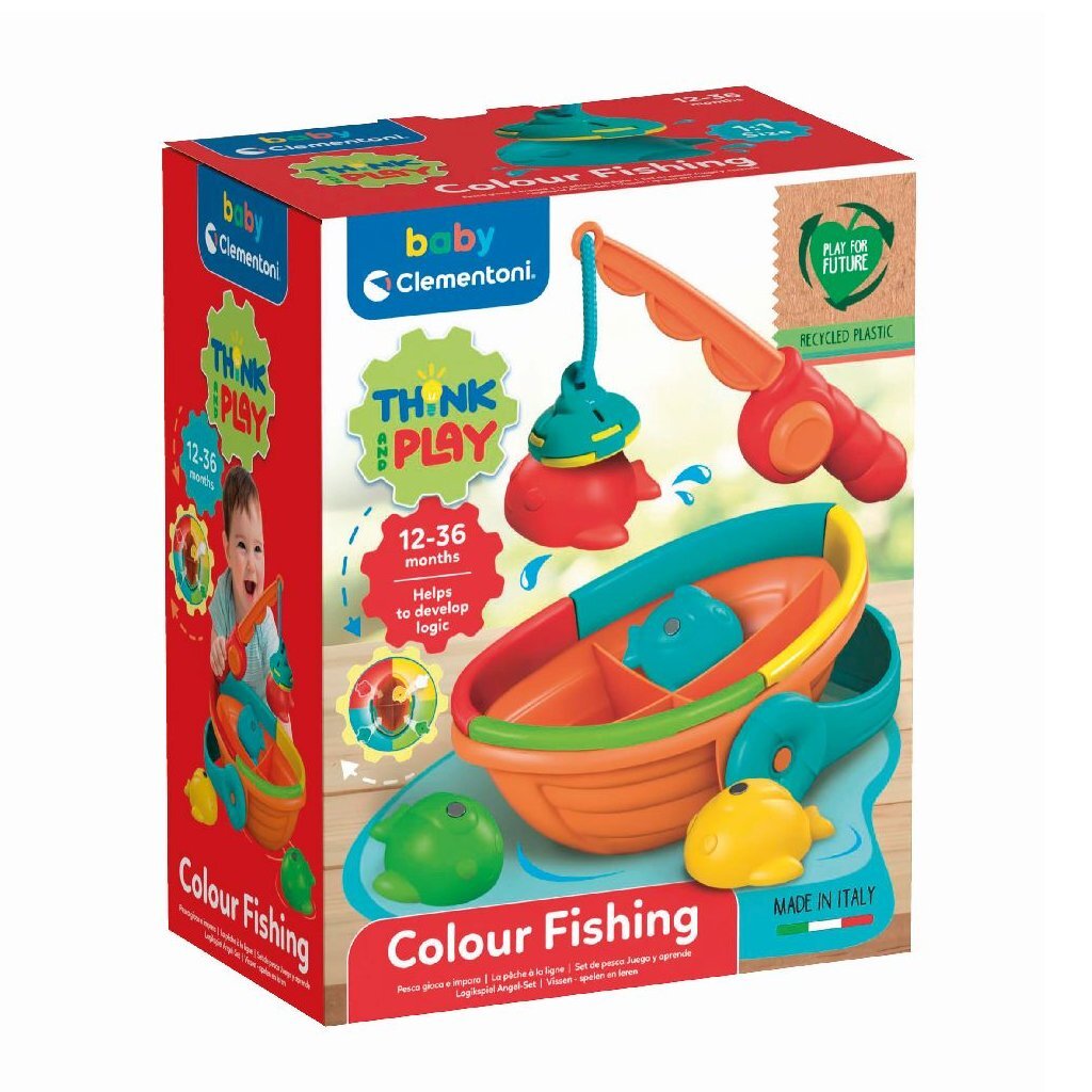 Clementoni Baby Colour Fishing Game - 4 Fish, Magnetic Rod - Educational Toy