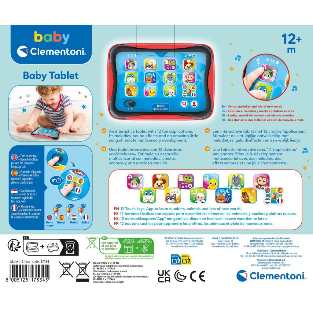 Clementoni Baby Tablet - Light and Sound - Educational Toy