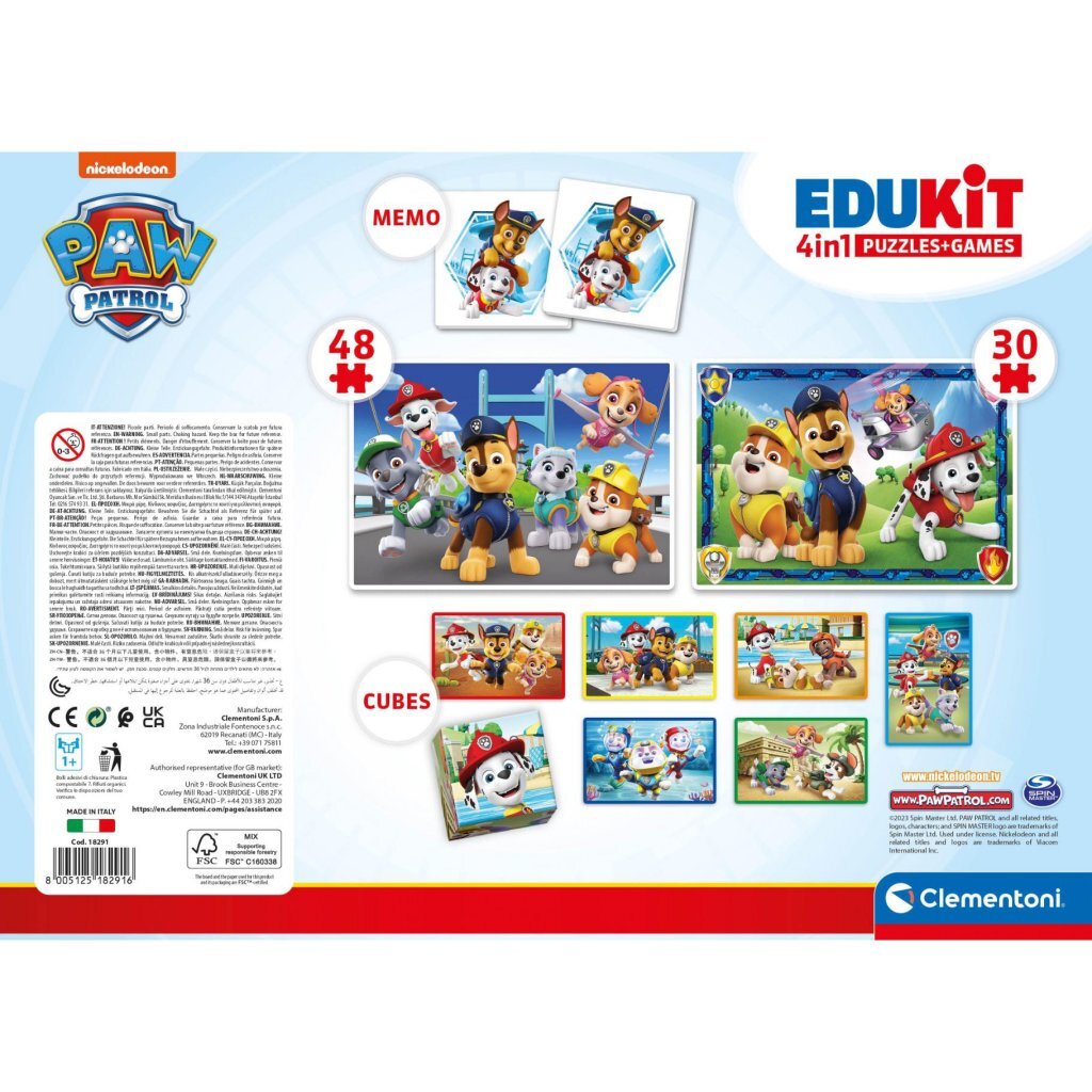 Clementoni Edukit 4in1 Paw Patrol Game for Children Age 3+
