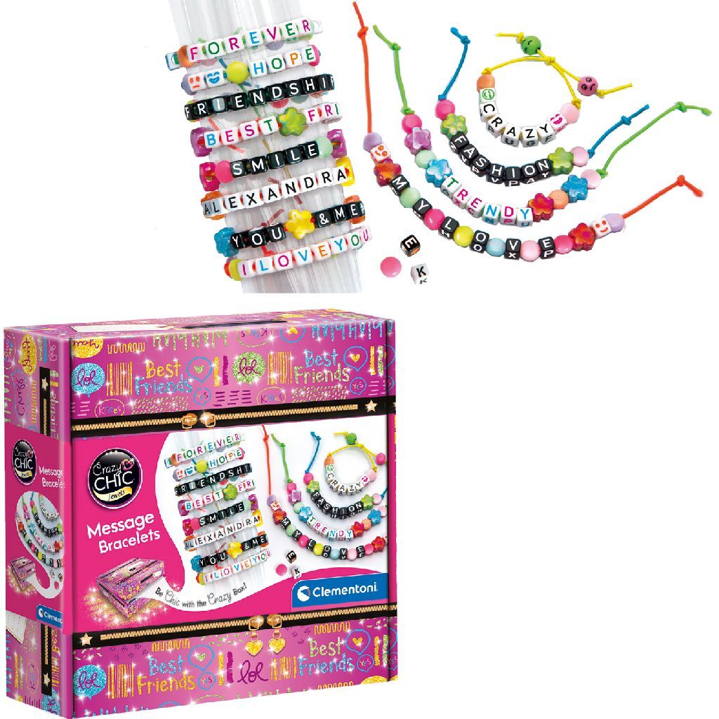 Clementoni Crazy Chic Message Bracelets - Craft Set for Ages 7+