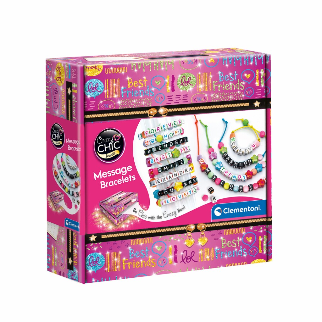 Clementoni Crazy Chic Message Bracelets - Craft Set for Ages 7+