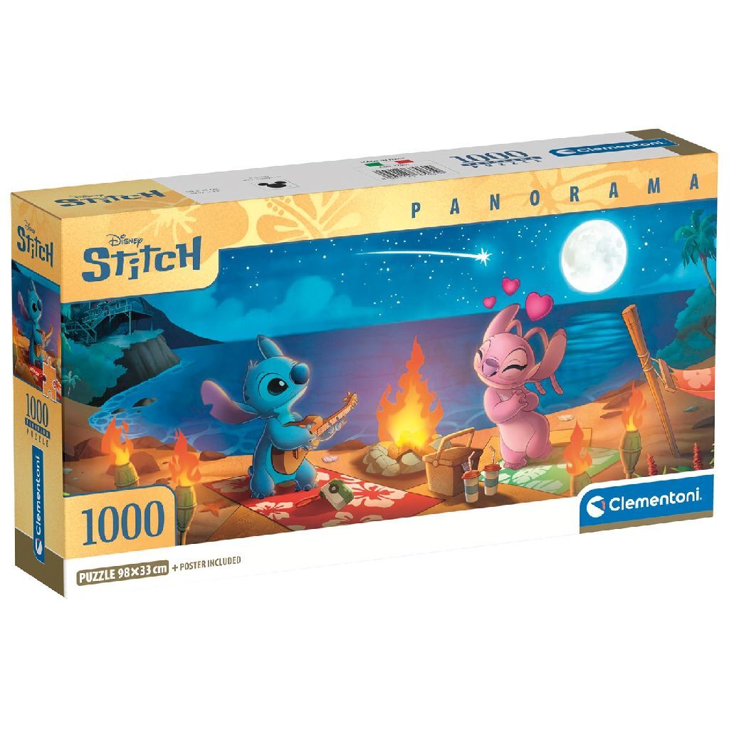 Clementoni Panorama Puzzle Disney Stitch - 1000 Pieces Jigsaw for Adults