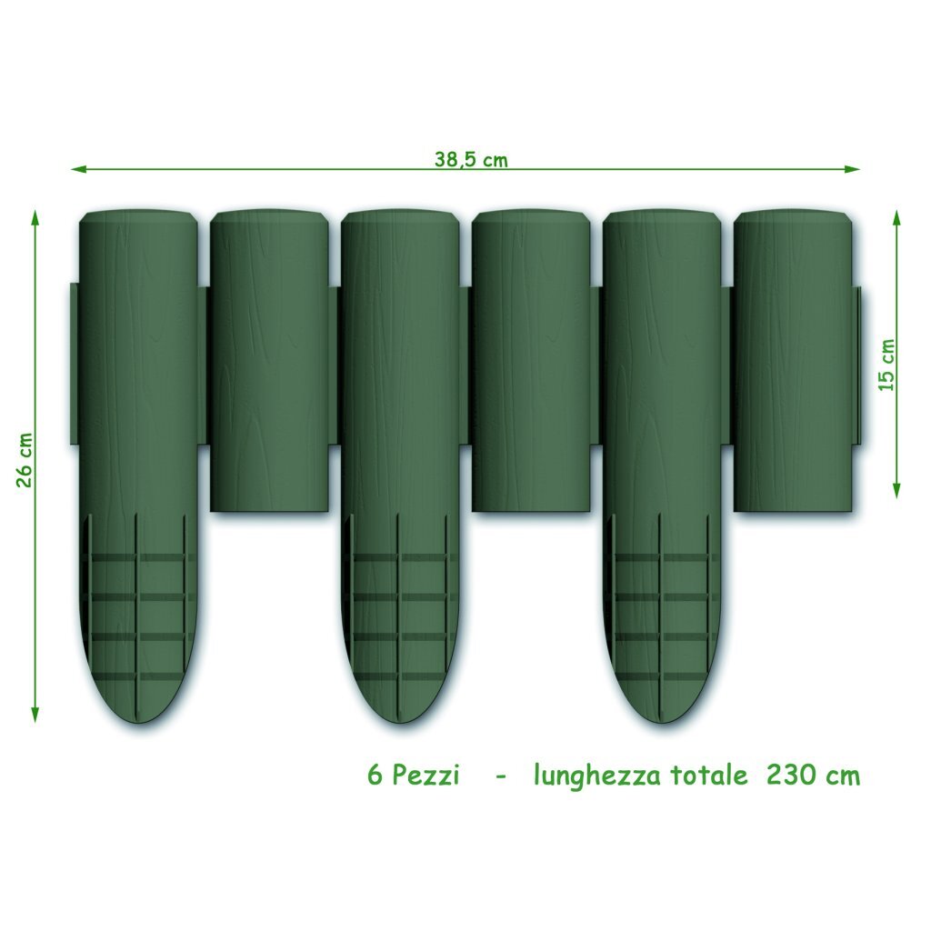Bama Garden Modular Edging Faux Wood 38.5x15 cm 6 Pieces Green