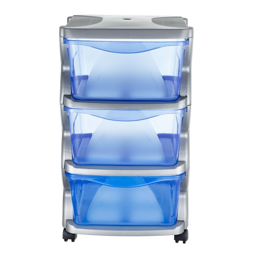 Bama Insieme Drawer System 3 Drawers 36x40x62 cm Silver/Blue/Transparent