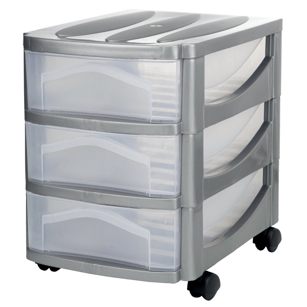 Bama Big Hobby Drawer System 3 Drawers 30x30x40 cm Silver/White