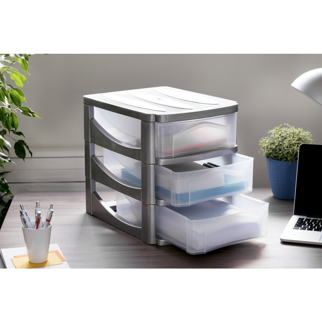 Bama Big Hobby Drawer System 3 Drawers 30x30x40 cm Silver/White