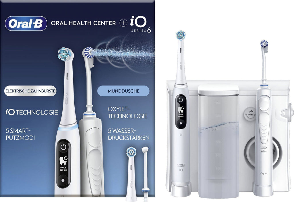 Oral-B iO6 & OxyJet Rotating-Vibrating Toothbrush - Daily Care - Gum Care - White