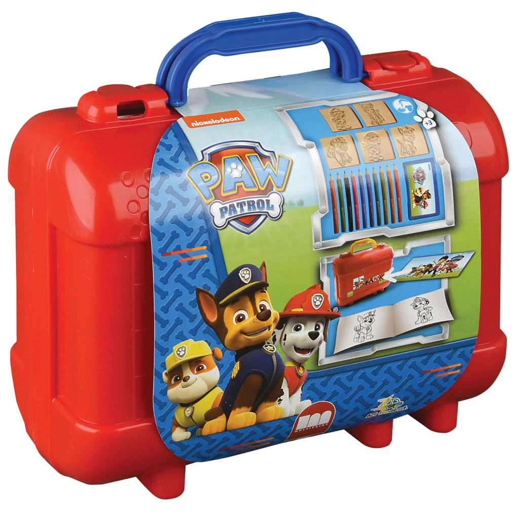 Paw Patrol Coloring and Stamping Suitcase Set - 5 Stamps, Ink Pad, 10 Pencils, Stickers