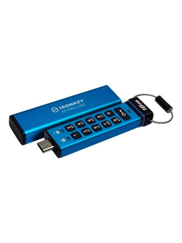 Kingston IronKey Keypad 200C - USB Flash Drive - Encrypted - 16GB - USB-C 3.2 Gen 1 (IKKP200C/16GB)