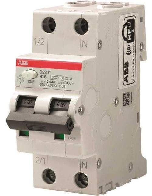 ABB DS201 B10 A30 FI/LS-Schalter 6kA 1P+N TypA B10 30mA (2CSR255180R1105) afbeelding 1
