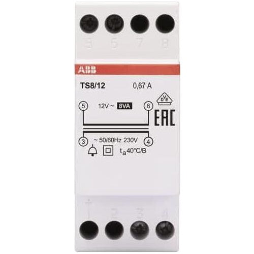 Klingeltransformator 8VA, 12VAC TS8/12 (2CSM228685R0812) afbeelding 1