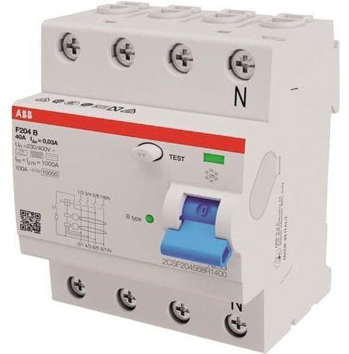 ABB Stotz S&J FI-Schutzschalter TypB 4P 40A,30mA,3kA,4TE F204B-40/0,03-4TE (2CSF204568R1400) afbeelding 1