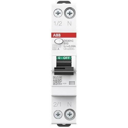 ABB DS301CA-B10/0,03 FI/LS-Schalter 6kA 1P+N Typ A B10 30mA (2CSR255163R1105) afbeelding 1