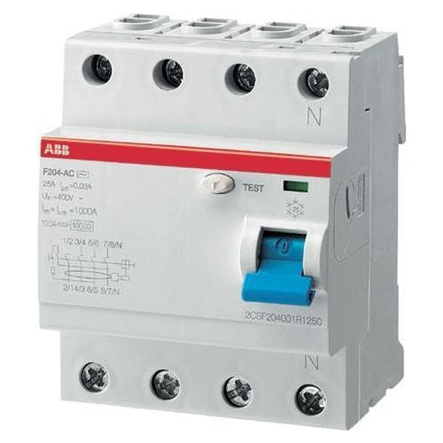 ABB F204 A-63/0,3 - 230 - 400 V - 63 A - A-type - Blau - Grau - IEC/EN 61008 UL 1053 - 70 mm (2CSF204101R3630) afbeelding 1