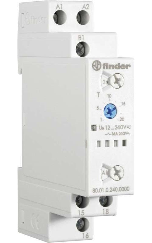 Finder Multifunktions-Zeitrelais 80.01.0.240.0000 80.01.0.240.0000 12 - 240 V DC/AC 1 Wechsler 16 A Max. 400 V/AC (AC1) (80.01.0.240.0000) afbeelding 1