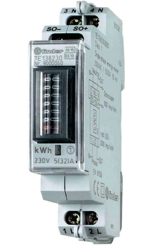 Finder 1 Phasen Wechselstromzähler 32 A MID (7E.13.8.230.0010) afbeelding 1