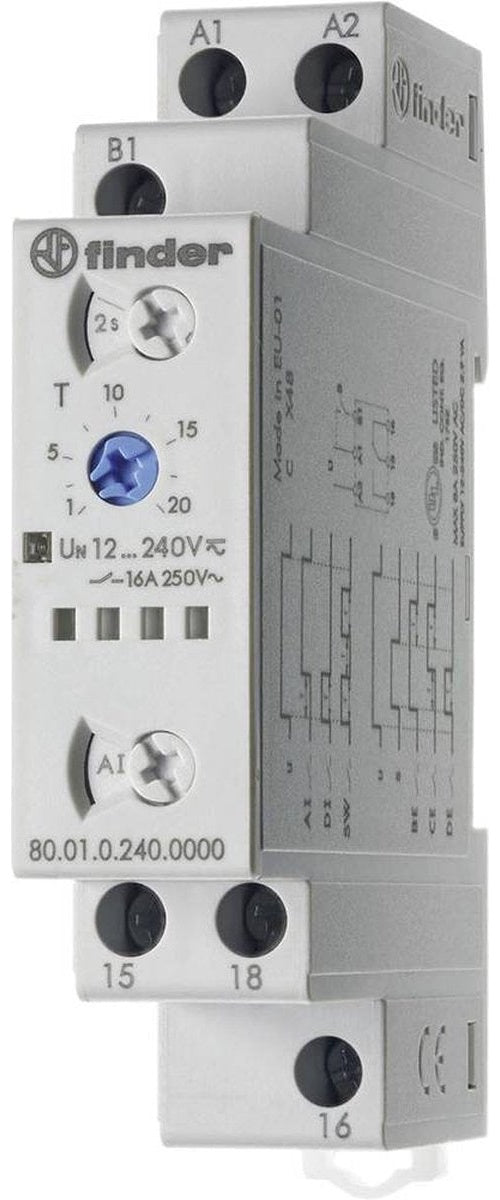 Finder 80.01.0.240.0000T 80.01.0.240.0000T Multifunktions-Zeitschalter 1 St. Zeitbereich: 0.1 - 86400 s 1 Wechsler (80.01.0.240.0000T) afbeelding 1