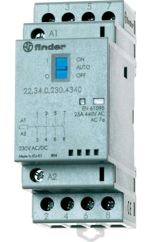 Finder Installationsschütz Serie 22, 25 A 22.34.0.230.4640 2 Schließer/2 Öffner (30/110/220 V) 25/5/1 A (22.34.0.230.4640) afbeelding 1
