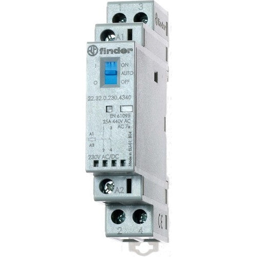 Finder | Installation Contactor | 22.32.0.230.4540 230V AC DC 1NO+1NC LED Indicator | For Control Circuits afbeelding 1