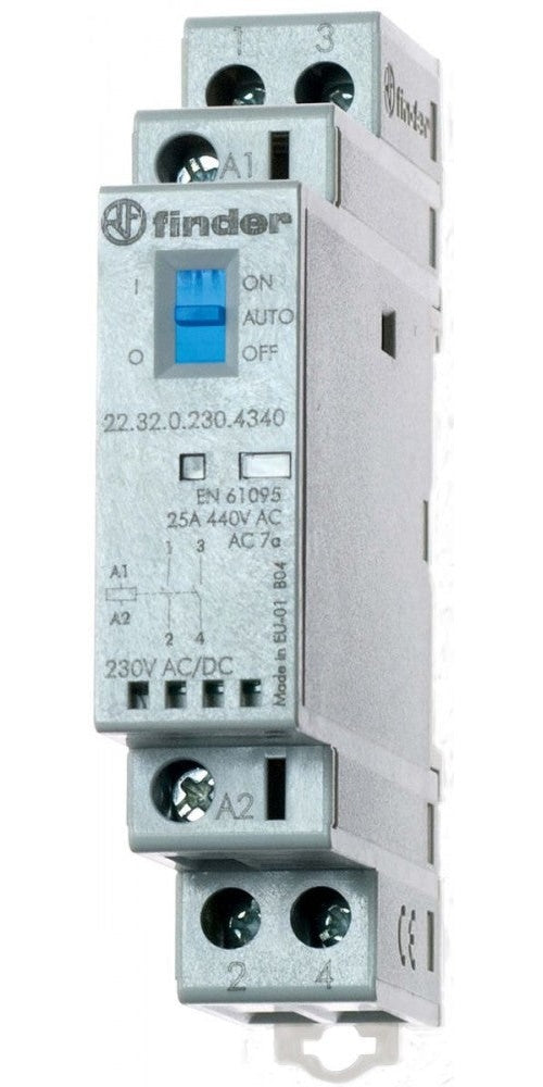 Finder Installationsschütz 24VAC/DC,1S+1Ö,LED 22.32.0.024.4540 (223200244540) afbeelding 1