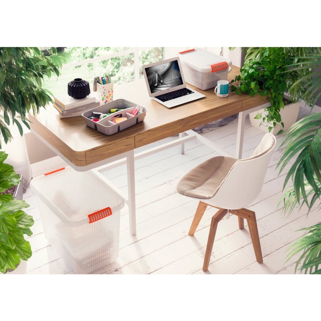 Kis K Latch Box L Storage Box with Lid 43 L Transparent/Orange