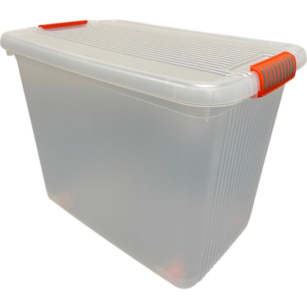 Curver Kis K Latch XXL Storage Box with Wheels 69 L Transparent/Orange