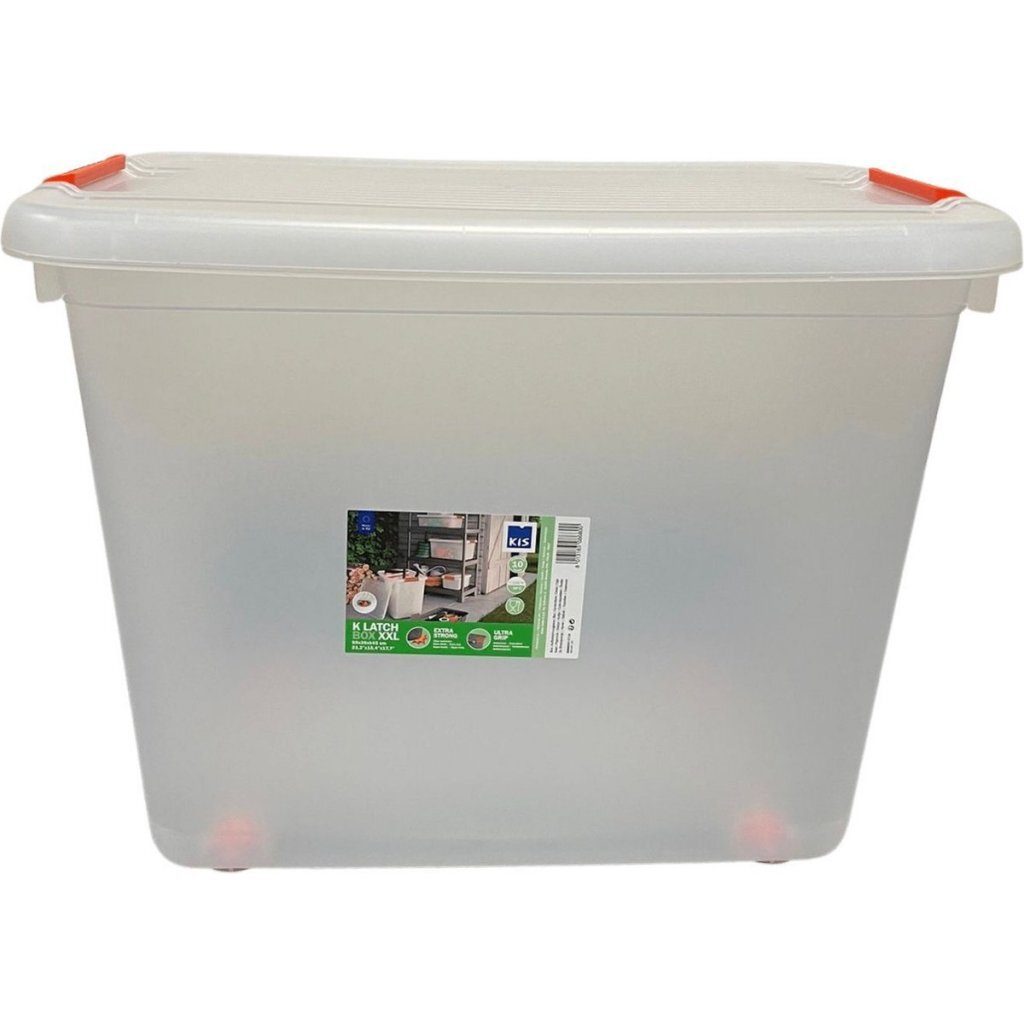 Curver Kis K Latch XXL Storage Box with Wheels 69 L Transparent/Orange