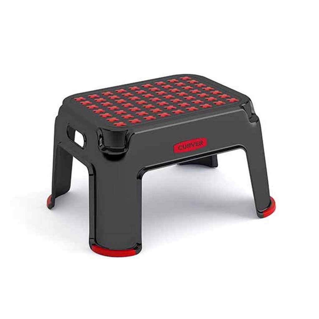 Curver Step Stool 43x36x24 cm Black/Red - Durable and Compact