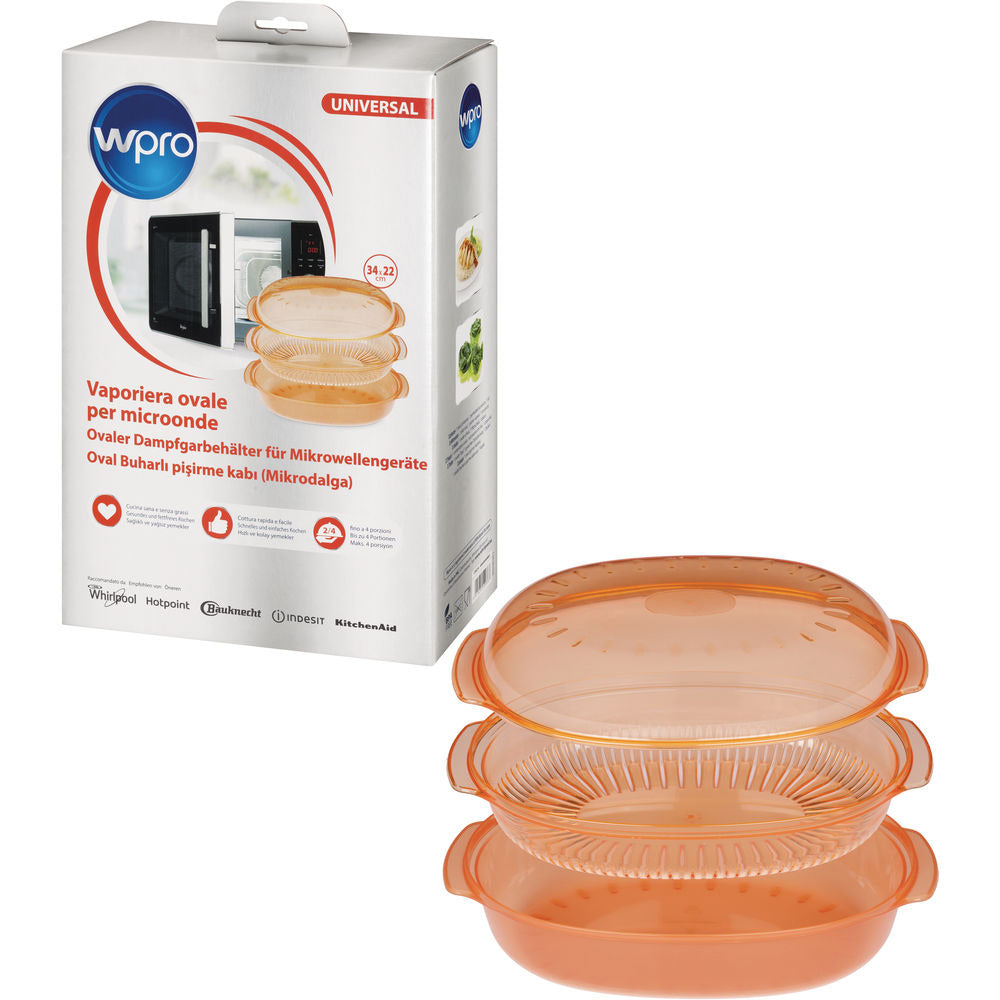 WPRO Oval Steam Dish 2.5ltr - Microwave Safe, Dishwasher Safe