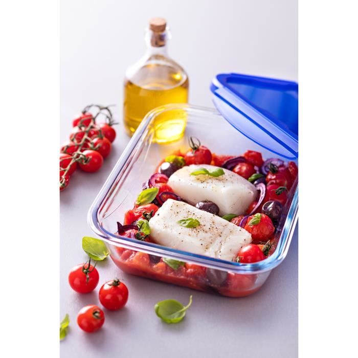 PYREX Rectangular Container with Lid - 20 x 15 cm - 800 ml - Cook & Go - Borosilicate Glass