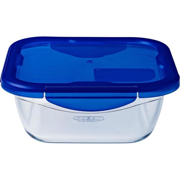 PYREX Square Container with Lid - 16 x 16 cm - 800 ml - Cook & Go - Borosilicate Glass
