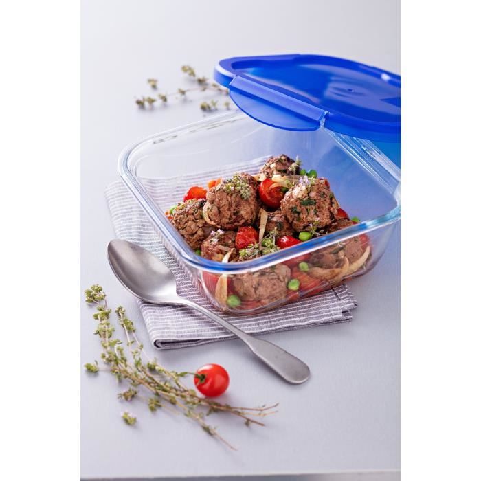 PYREX Square Container with Lid - 16 x 16 cm - 800 ml - Cook & Go - Borosilicate Glass