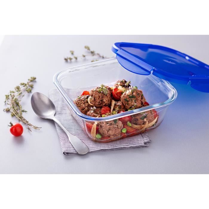 PYREX Square Container with Lid - 16 x 16 cm - 800 ml - Cook & Go - Borosilicate Glass