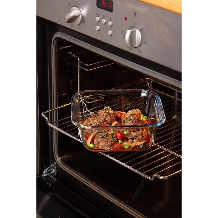 PYREX Square Container with Lid - 16 x 16 cm - 800 ml - Cook & Go - Borosilicate Glass