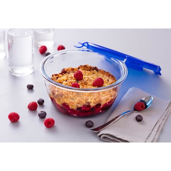 PYREX Round Container with Lid - 20 cm - 1.6 L - Cook & Go - Borosilicate Glass